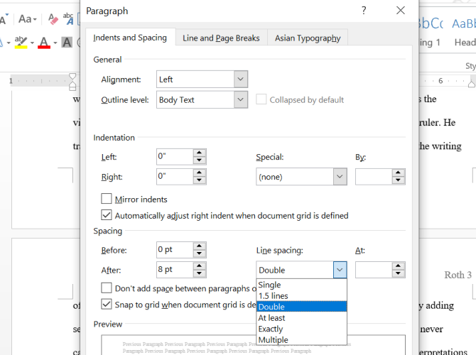 Microsoft Word Paragraph Line Spacing