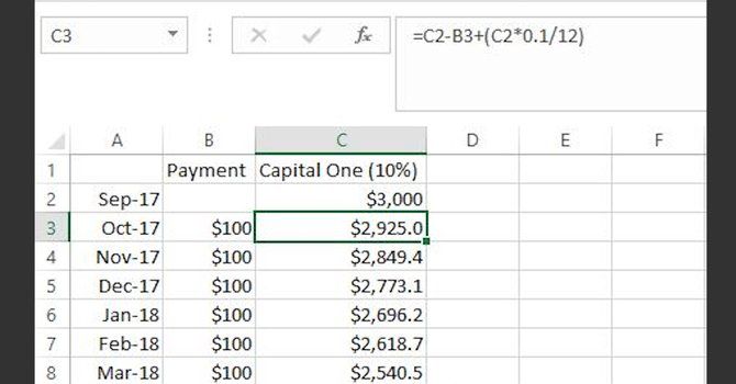 Credit Card Chart in Excel