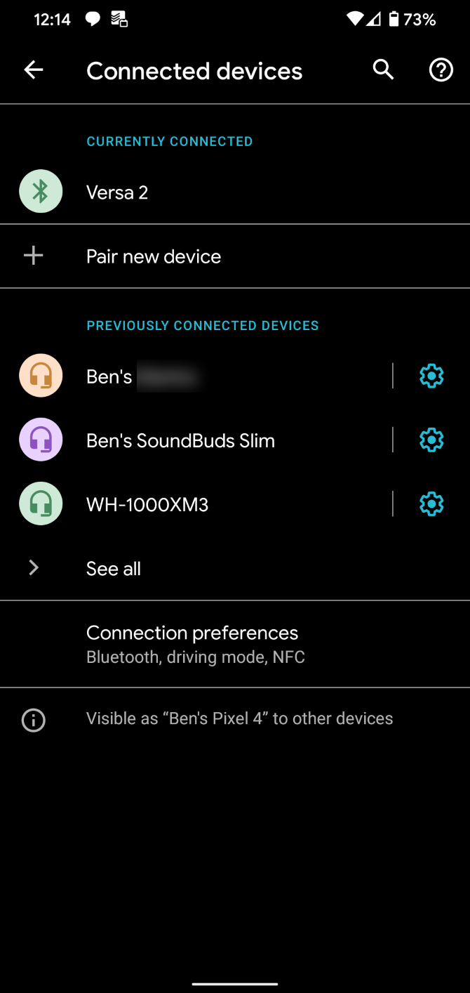 Bluetooth Menu Android