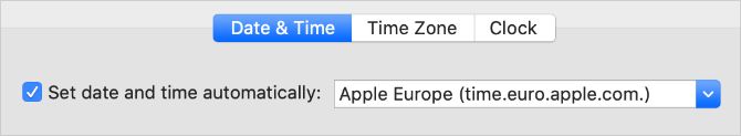 Date and Time automatic option in System Preferences