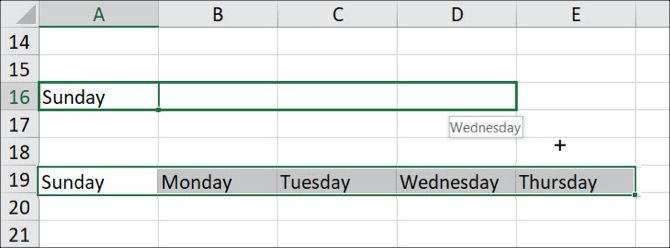 Excel AutoFill Days of the Week