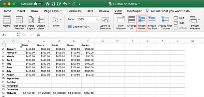 how to freeze frame in excel 2016