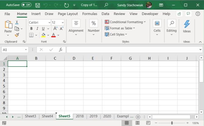Excel Move Tab Triangle