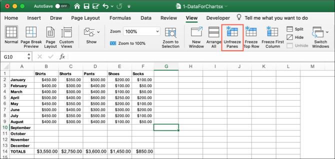 freeze panes to lock the first row or column in excel 2016 for mac
