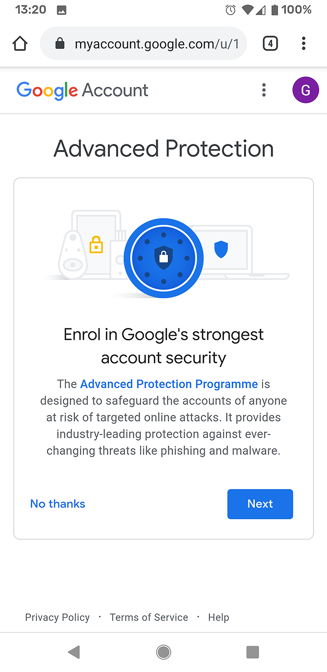 Google Advanced Protection Program - enable APP