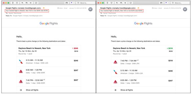 Google Flights Emails