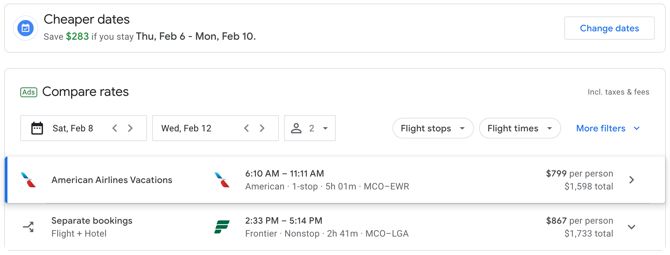 Google Flights Packages Flights