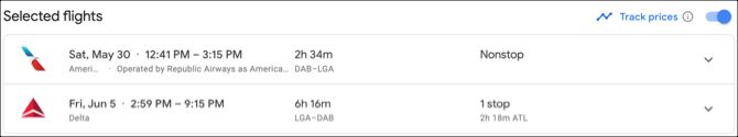 Google Flights Selected Flights Track Prices
