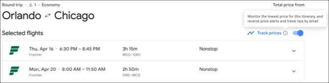 Google FlightsTrack Prices Toggle Exact Flight