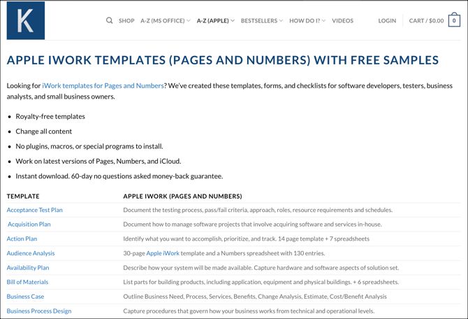 business template for mac numbers