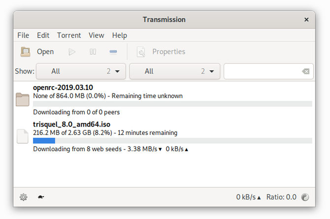 Transmission torrent client for Linux