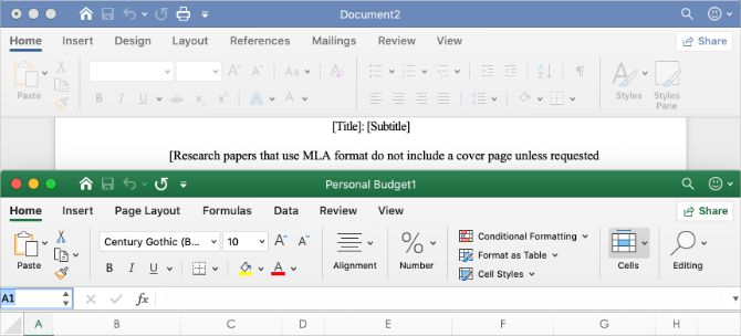 Microsoft Word and Excel User Interfaces