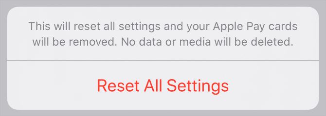 Reset All Settings iPhone confirmation