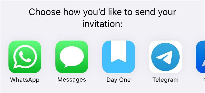 Sending Shared Reminders List invitation options