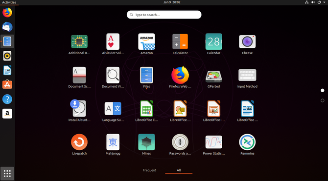 Ubuntu app drawer