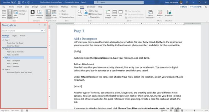 how to move pages in word 2016