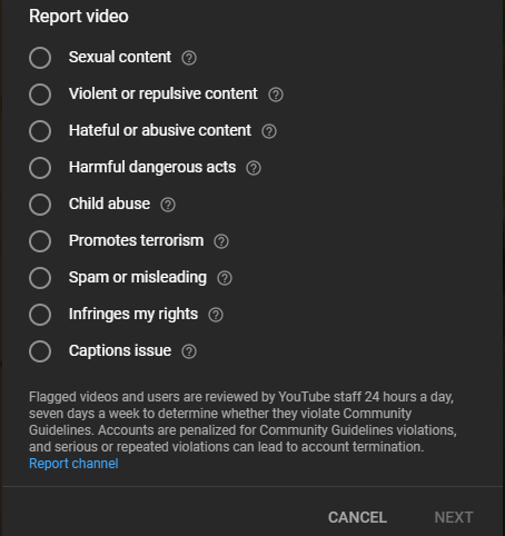 YouTube Report Video
