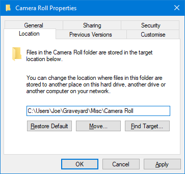 Camera Roll Properties