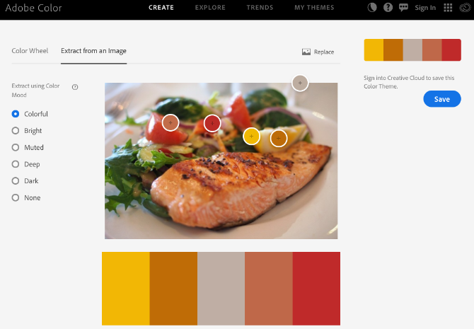 Adobe Color Finds a Matching Color and Extracts Colors From Images