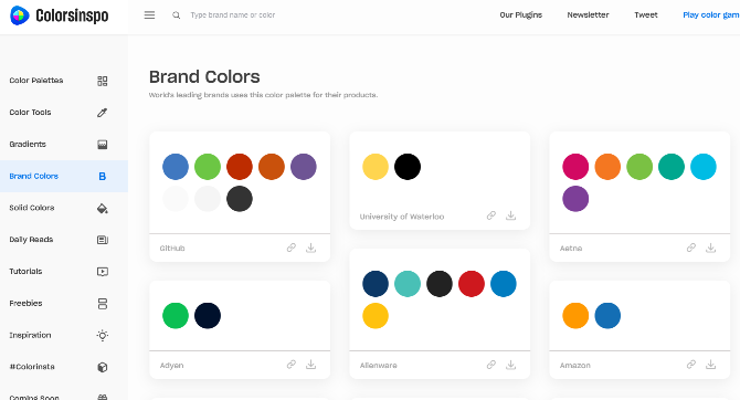 Find Brand Colors and Get Free Color Palettes, Gradients at Colorsinspo