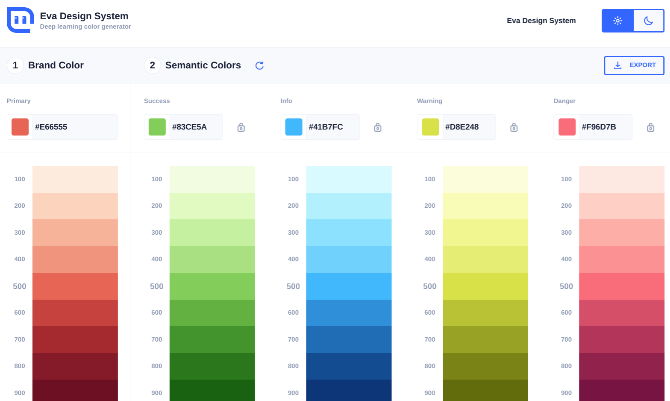 Get color suggestions and matches based on artificial intelligence with the EVA Design System