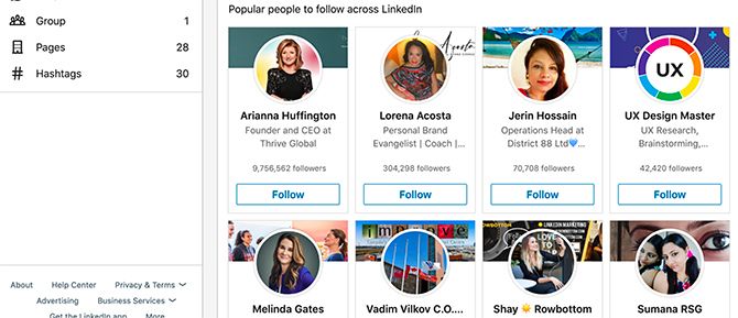 Popular People on LinkedIn