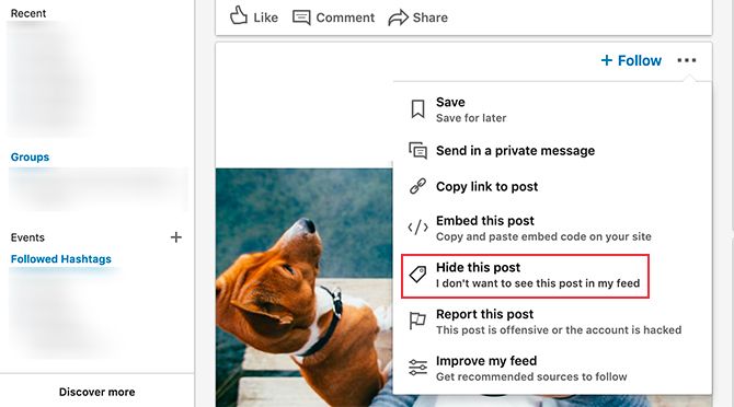 Hide Post LinkedIn Feed