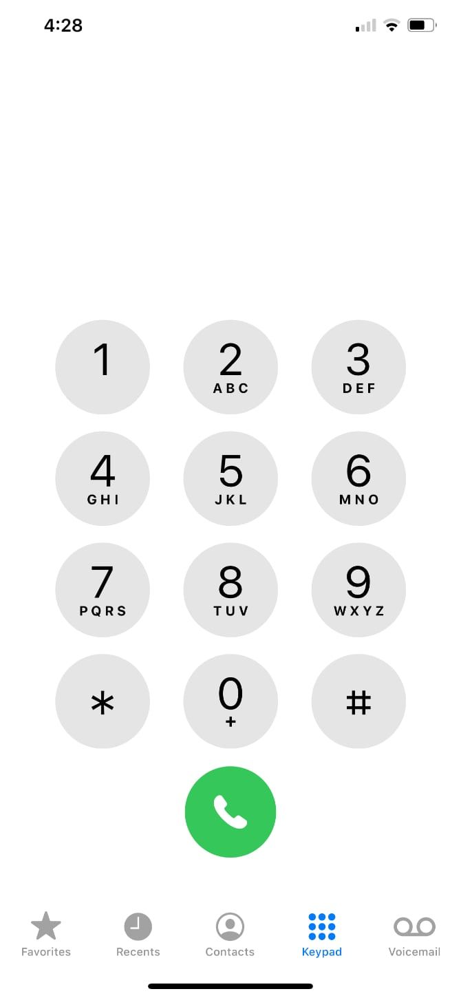 teclado numérico do iPhone