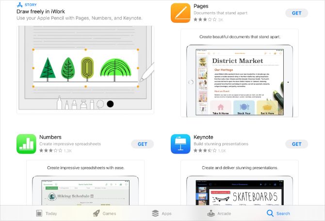 iWork apps in iPad App Store showing as free