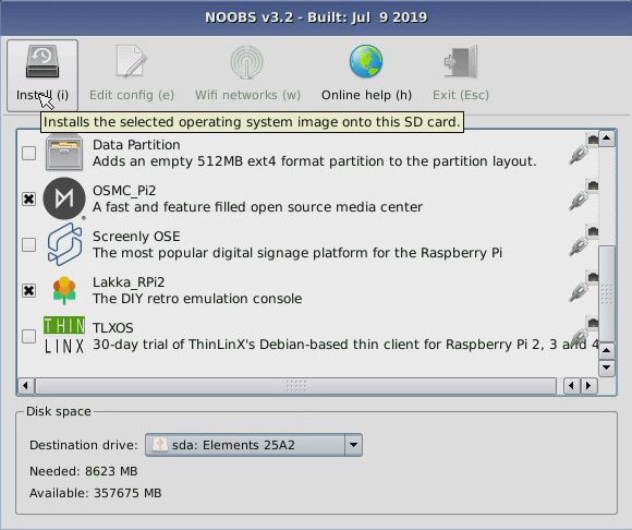 Raspberry Pi NOOBS software
