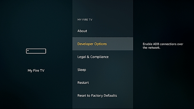 Amazon Fire TV Developer Options