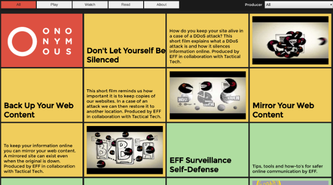 Ononymous is a free collection of films, documentaries, articles, guides, and games to learn about online safety and best practices