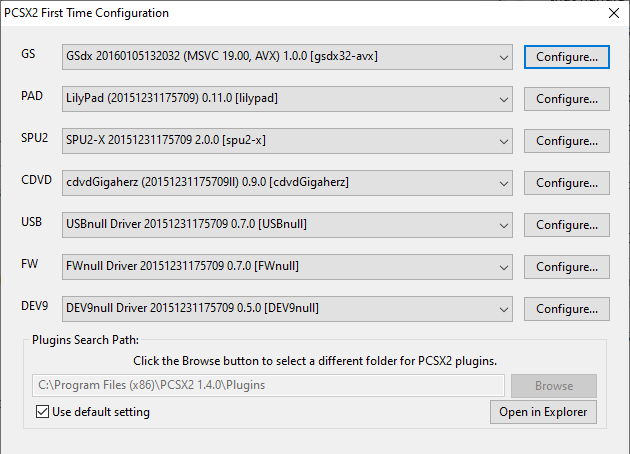 pcsx2 plugin configurations