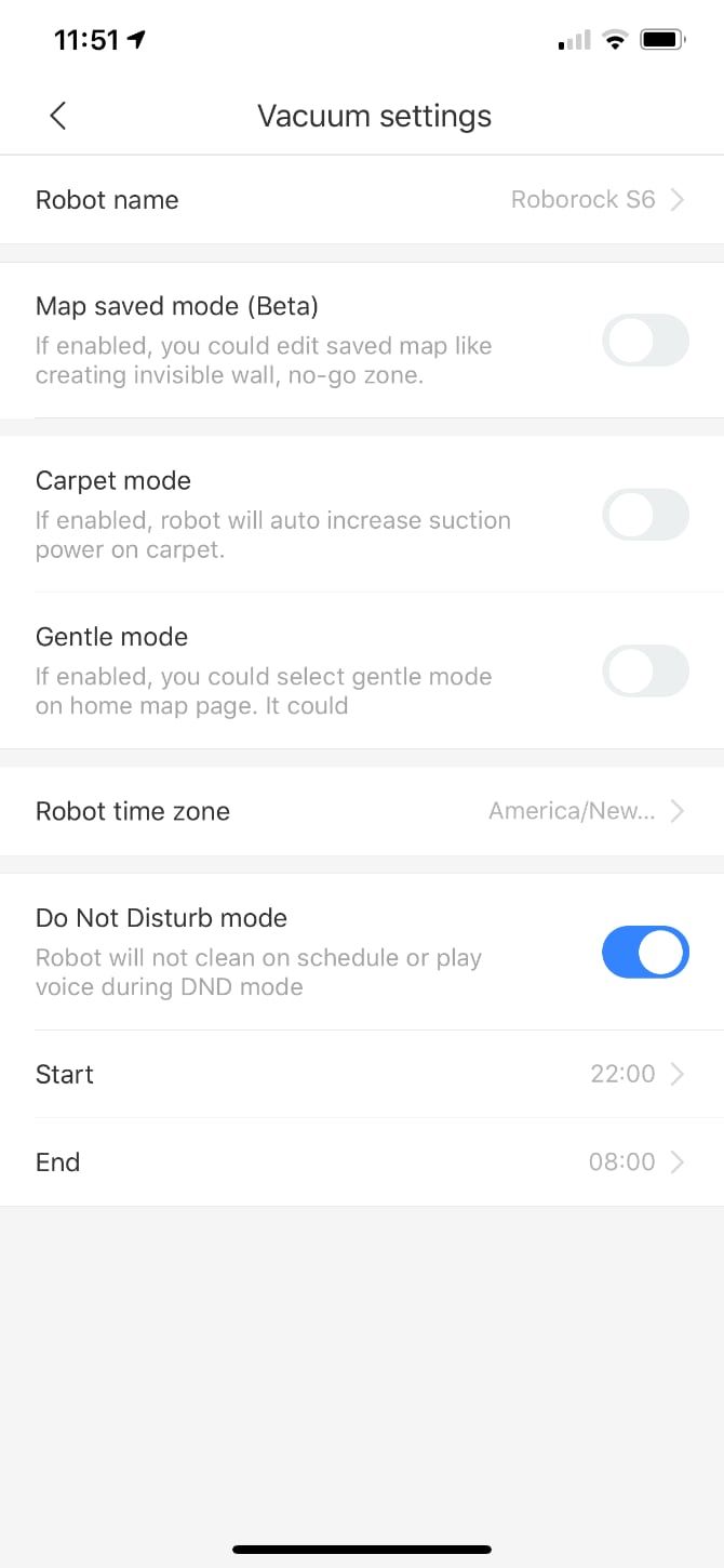 Roborock app options