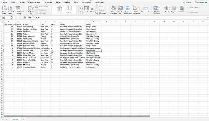 Inverting Excel Table Using Data Sort