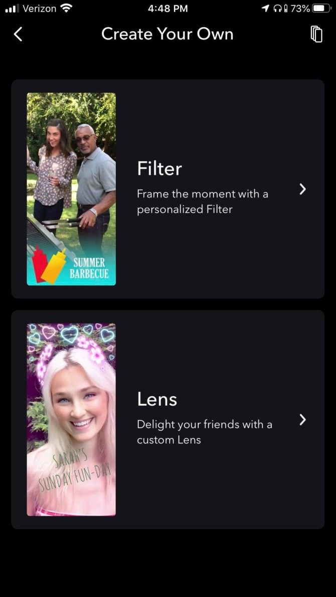 Snapchat Create Filter Design on App