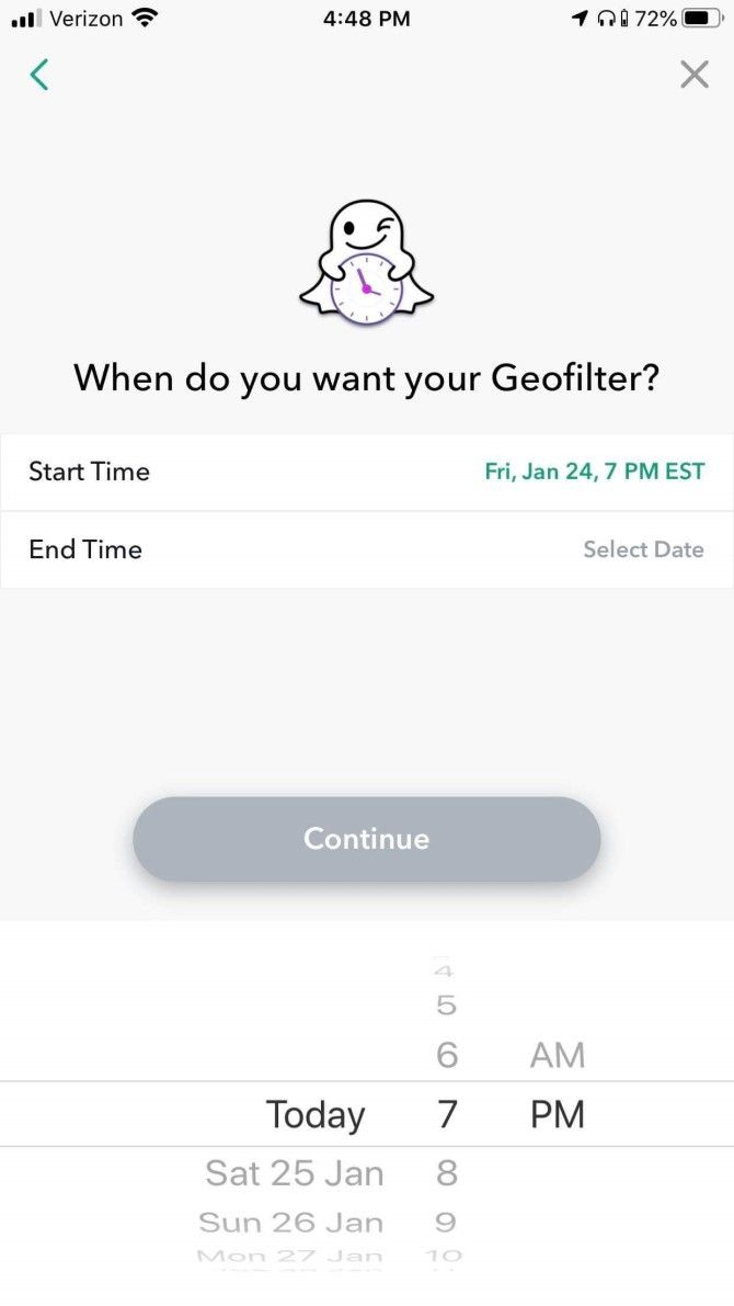 Snapchat Create Filter Schedule on App