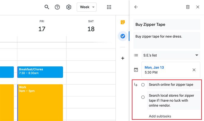 Add Tasks to Google Calendar