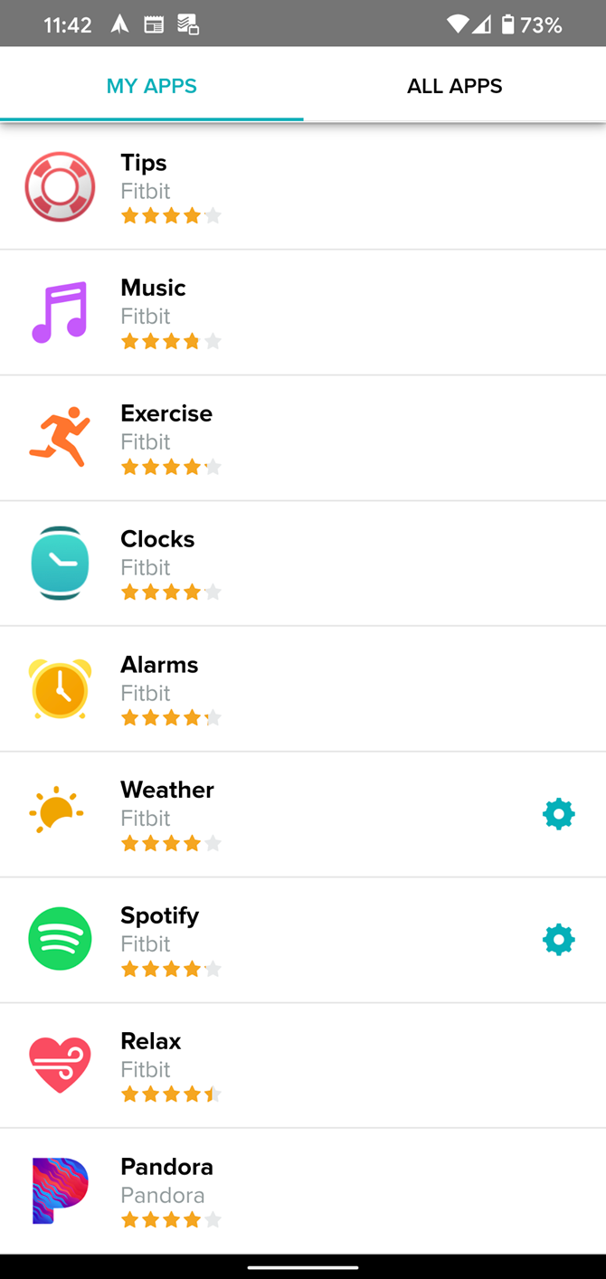 Fitbit Spotify App List