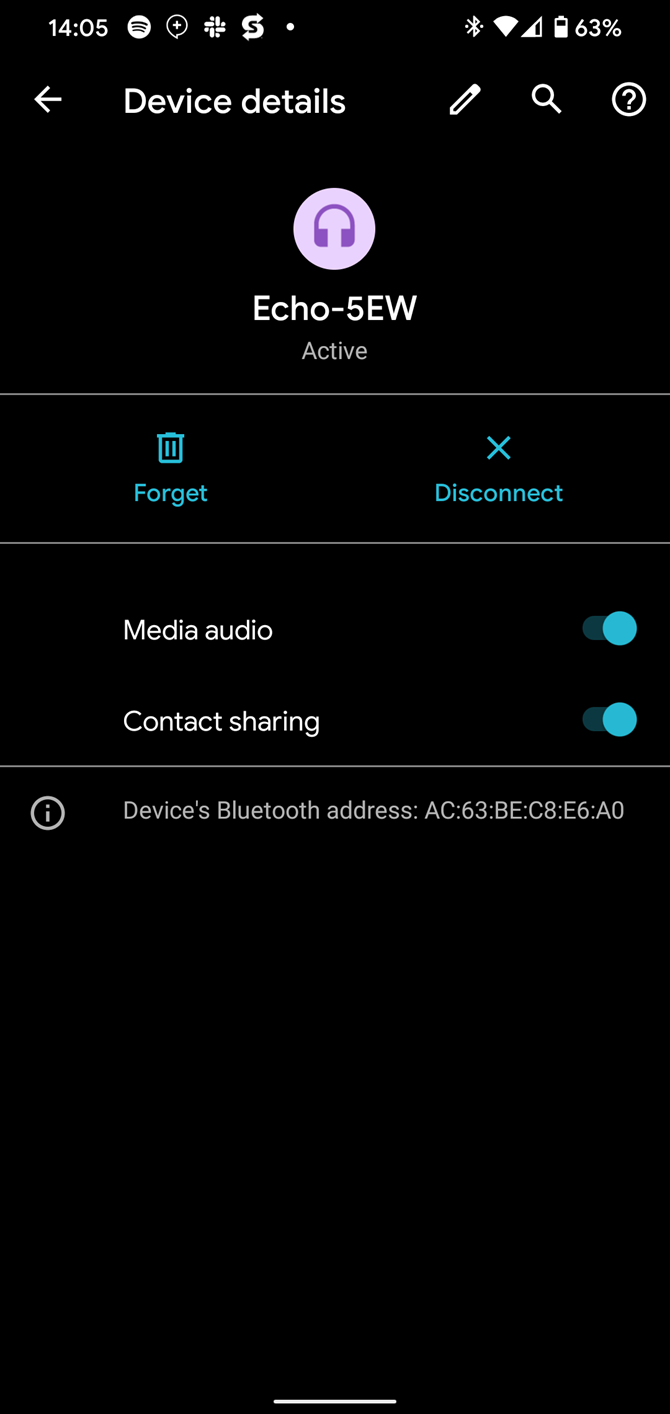 Android Bluetooth Device Options
