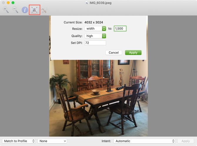 how to convert picture size in iphoto