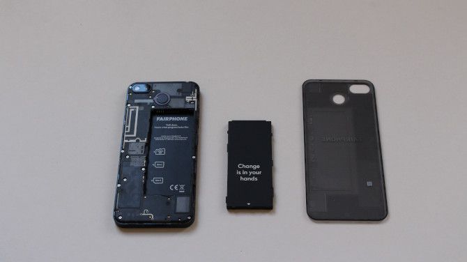 Fairphone 3 with battery removed