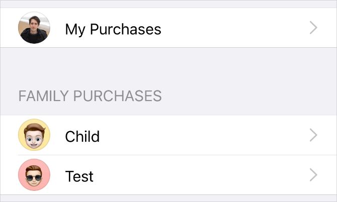 Family Purchases in App Store on iPhone