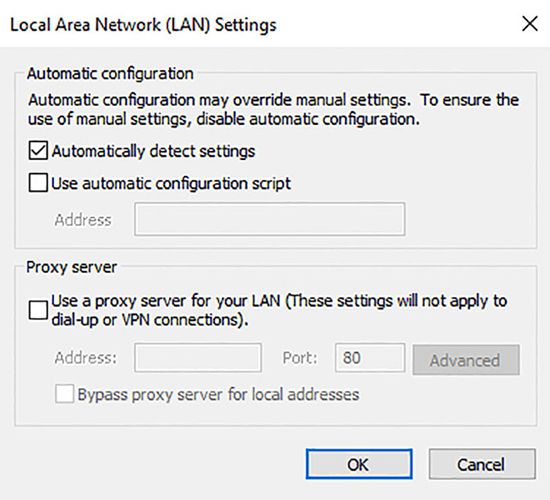 LAN Settings on your computer