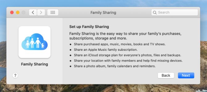 Mac Family Sharing System Preferences