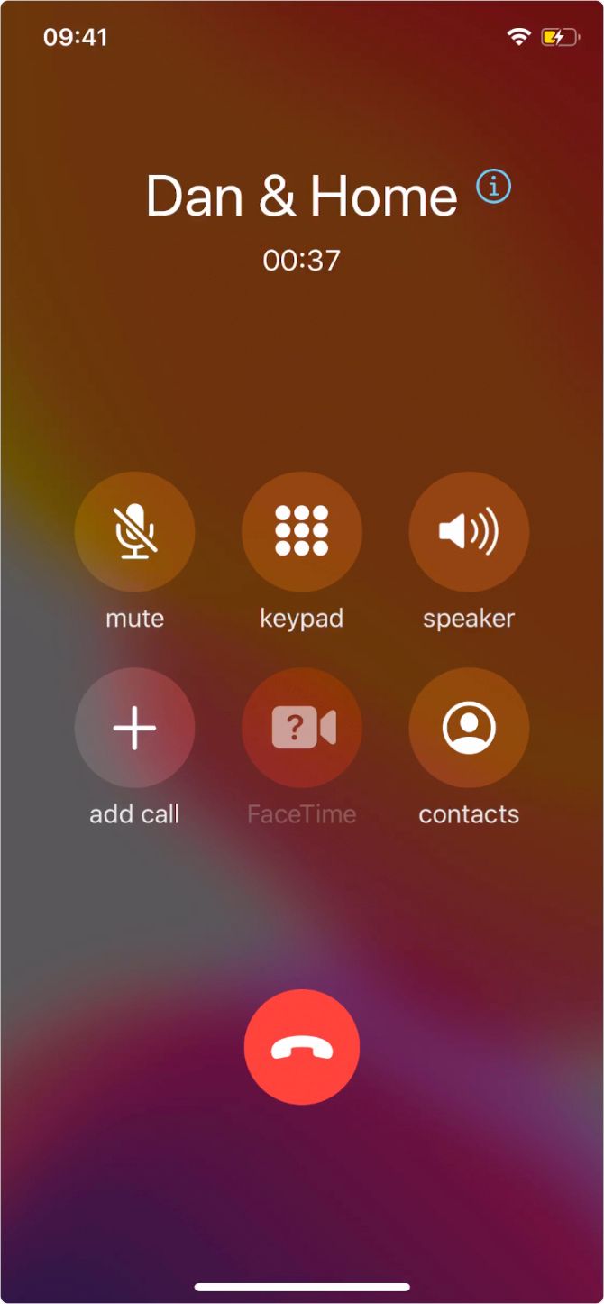 Merged conference call on an iPhone