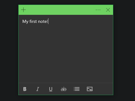 Windows 10 First Sticky Note