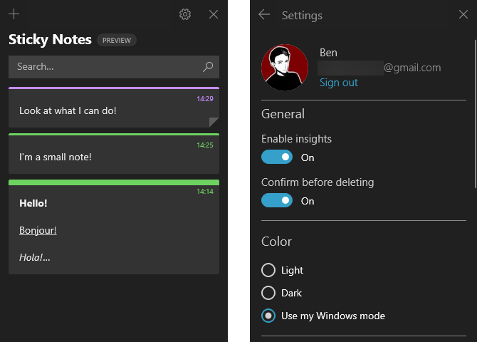 Windows 10 Sticky Note List Options