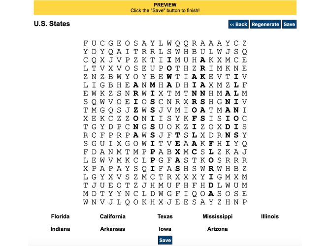 Word Search Labs create puzzle