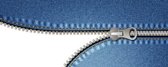 Zipper on denim fabric